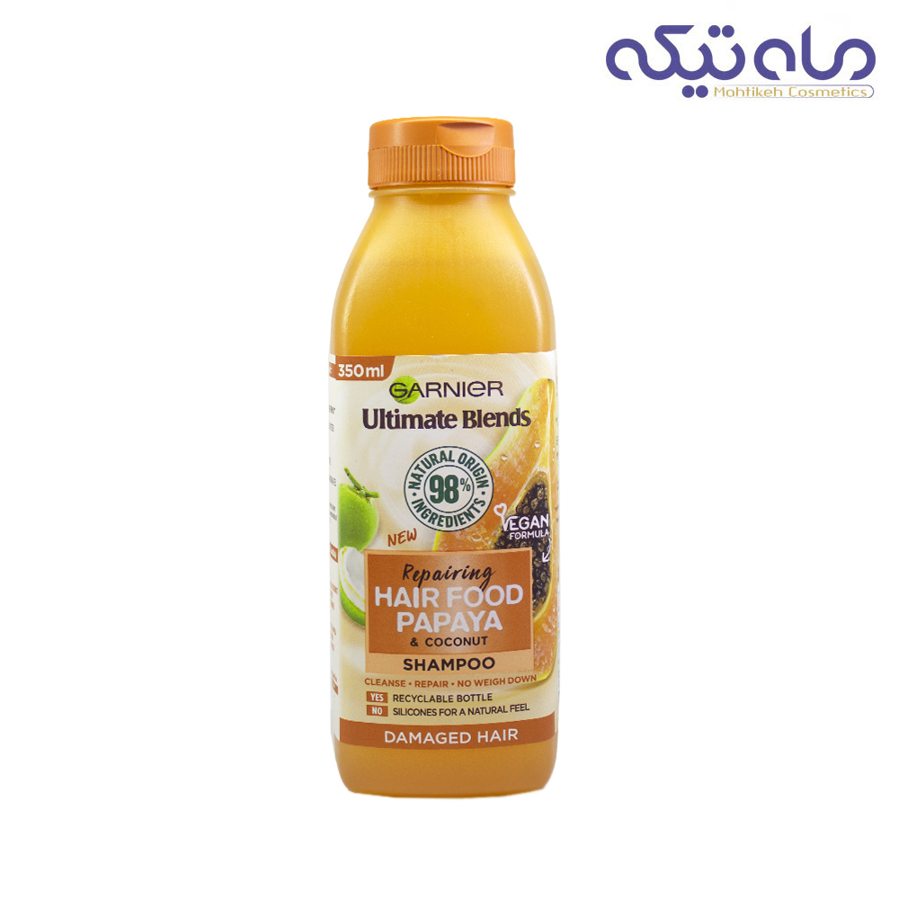 شامپو گارنیر سری Hair Food، مدل ترمیم کننده حاوی پاپایا حجم 350 میلی لیتر